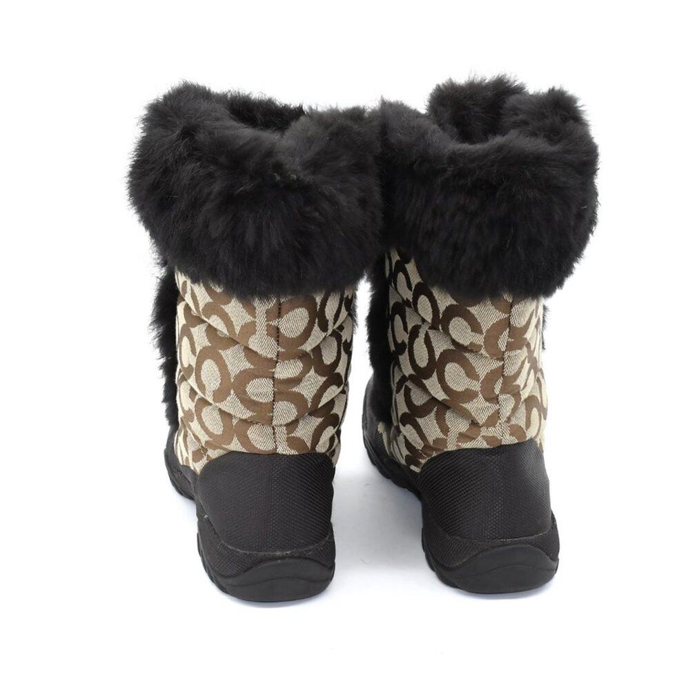 Coach Jennie SIgnature Brown Fur Boots 5.5 - Picture 6 of 8